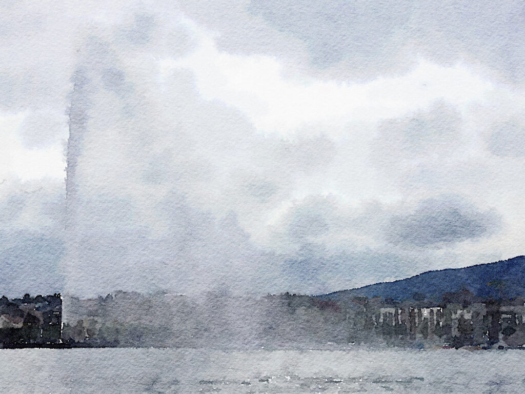 Jet d'Eau in der Stadt Genf