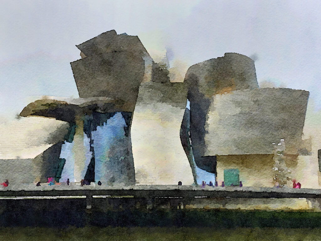 Aquarell-ähnliches Bild vom Guggenheim Museum