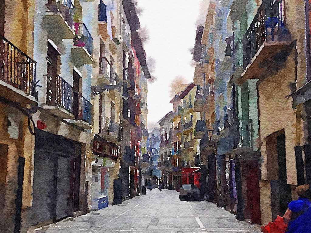 In den Strassenschluchten von Pamplona