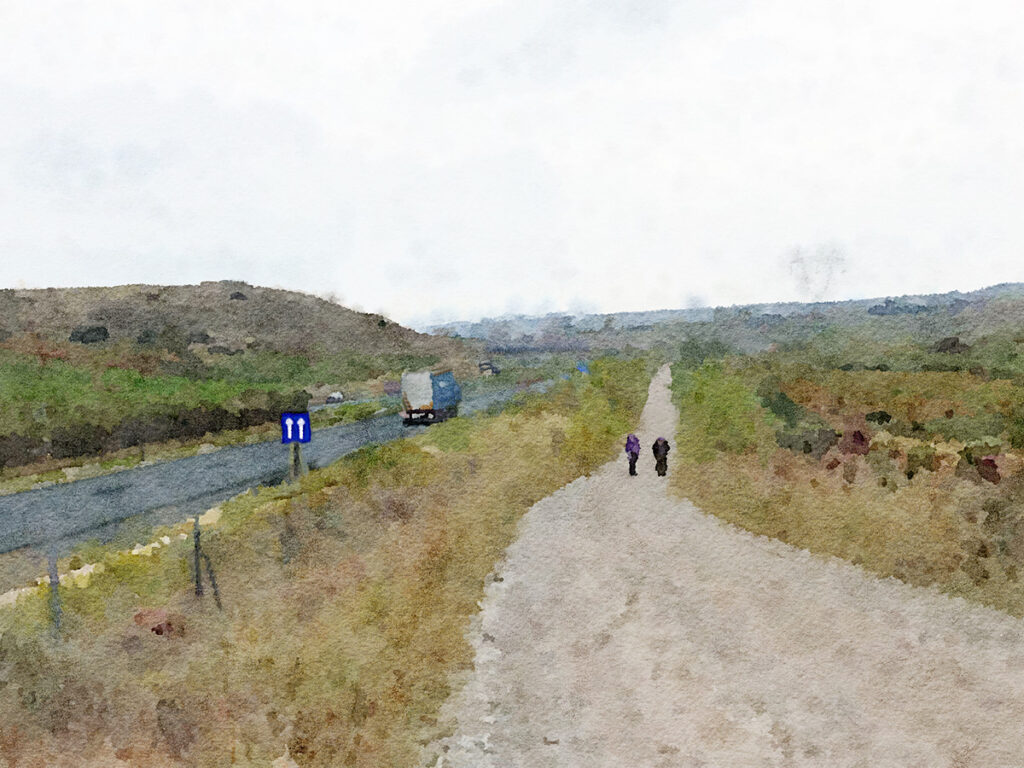 Jakobsweg neben Autobahn