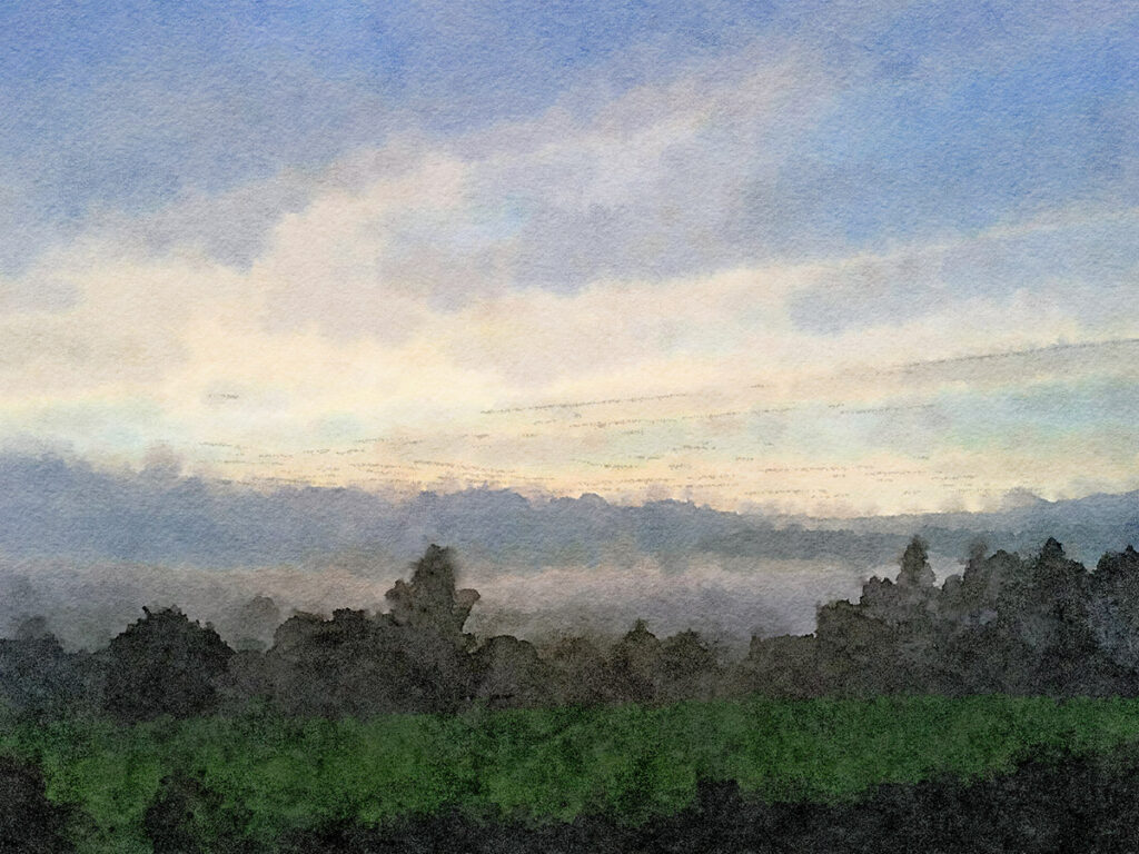 Negreira im Morgennebel